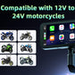 Motorcycle Carplay Screen, Wireless Apple CarPlay & Android Auto with Design Mount 6.25" Waterproof Touchscreen Supports GPS Navigation/Bluetooth Transmission/Voice Assistant