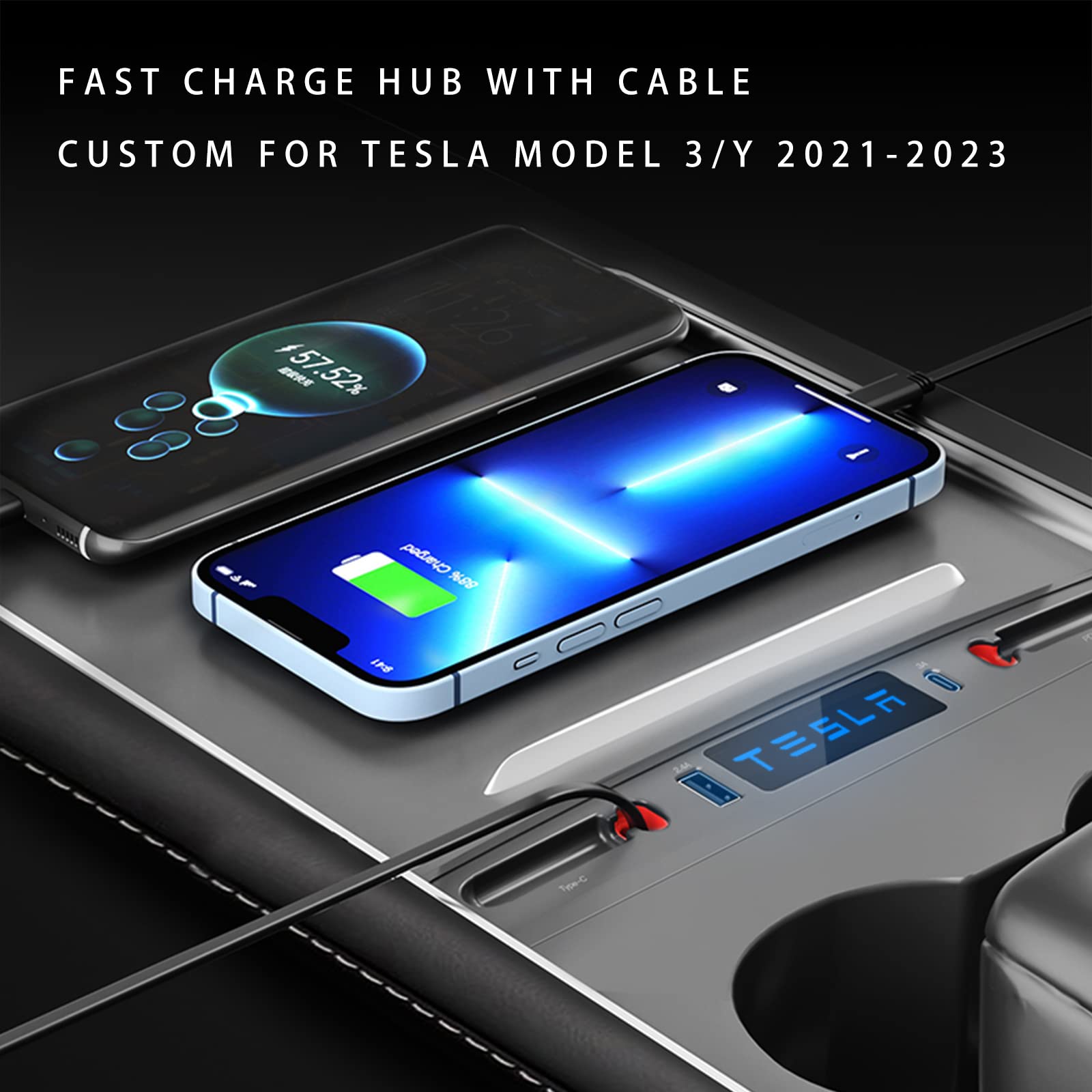 Multi Port Car USB Hub for Tesla Model 3/Model Y