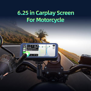 Motorcycle Carplay Screen, Wireless Apple CarPlay & Android Auto with Design Mount 6.25" Waterproof Touchscreen Supports GPS Navigation/Bluetooth Transmission/Voice Assistant